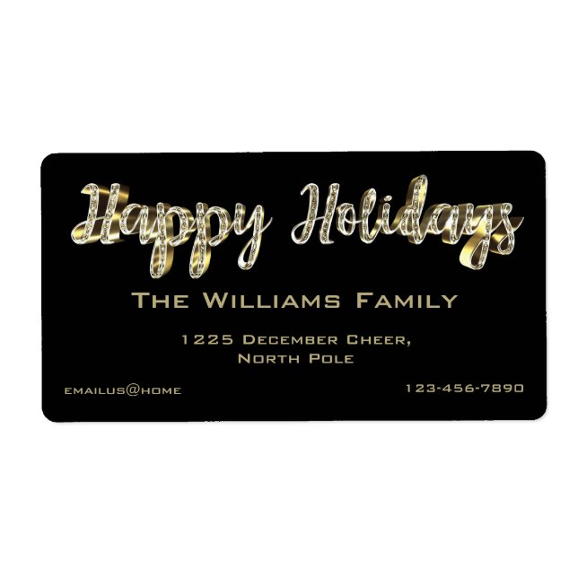 Happy Holidays Chic Black Gold Script Weihnachten (Vorne)