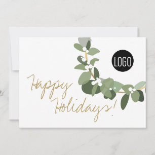 Happy Holidays Chic Wreath Logo Company Weihnachte Feiertagskarte