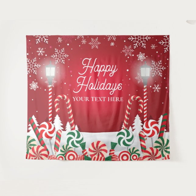 Happy Holidays christmas banner backdrop  Wandteppich (Vorderseite (Horizontal))