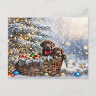 Happy Holidays Christmas Chocolate Labrador Welpen Feiertagspostkarte