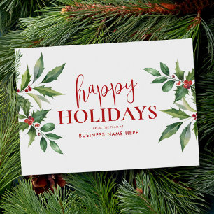 Happy Holidays Christmas Floral Business Feiertagskarte