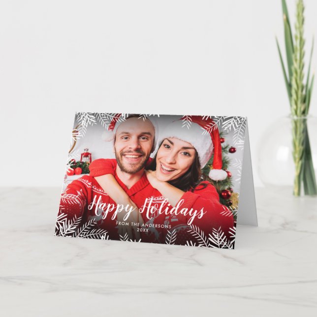 Happy Holidays Christmas Foliage Foto Feiertagskarte (Vorderseite)