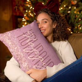Happy Holidays Christmas Girly Lila Glitzer Lendenkissen