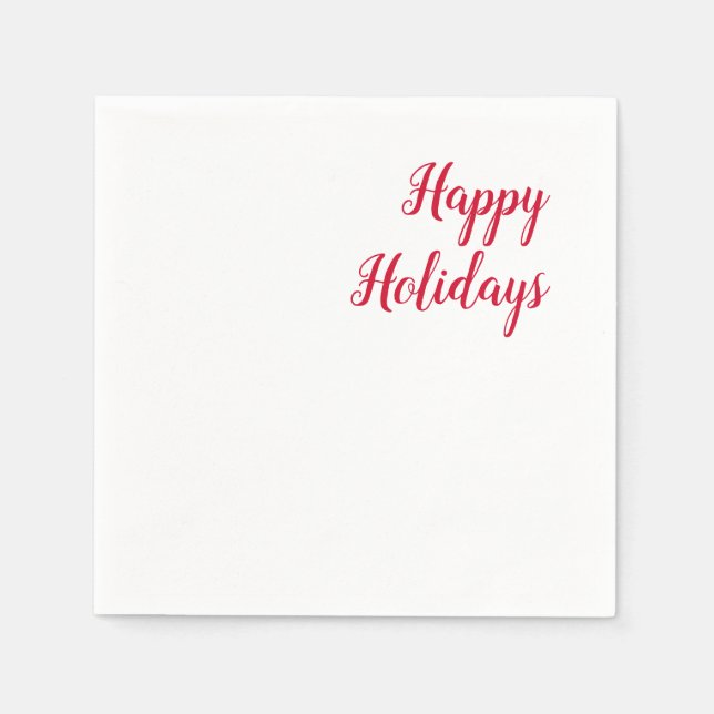 Happy holidays christmas handwriting red white serviette (Vorderseite)