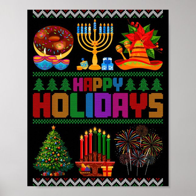 Happy Holidays Christmas Hanukkah Kwanzaa Happy Ne Poster (Vorne)