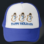 Happy Holidays Christmas Hanukkah Snowman Winter Truckerkappe<br><div class="desc">Hat features an original marker illustration of a snowman sugar cookie,  with HAPPY HOLIDAYS in a fun font. Perfect for Hanukkah and Christmas holiday celebrations!

Don't see what you're looking for? Need help with customization? Click "contact this designer" to have something created just for you!</div>