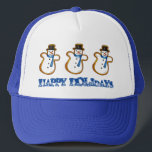 Happy Holidays Christmas Hanukkah Snowman Winter Truckerkappe<br><div class="desc">Hat features an original marker illustration of a snowman sugar cookie,  with HAPPY HOLIDAYS in a fun font. Perfect for Hanukkah and Christmas holiday celebrations!

Don't see what you're looking for? Need help with customization? Click "contact this designer" to have something created just for you!</div>