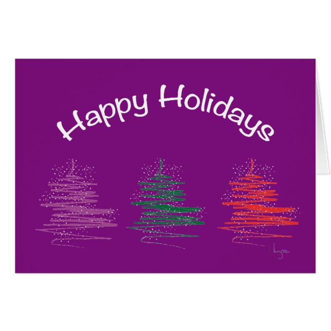 Happy Holidays, Christmas - Modernes Lila (Vorderseite (Horizontal))