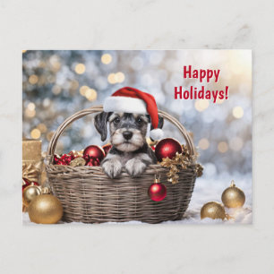Happy Holidays Christmas Niedlich Schnauzer Puppy Feiertagspostkarte
