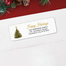 Happy Holidays Christmas Pine Tree Rücksendeadress