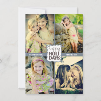 Happy Holidays Christmas Quad Foto Flat Card Feiertagskarte