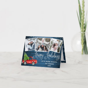 Happy Holidays Christmas Red Farm Truck 3 Feiertagskarte