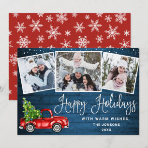 Happy Holidays Christmas Red Farm Truck 3 Feiertagskarte