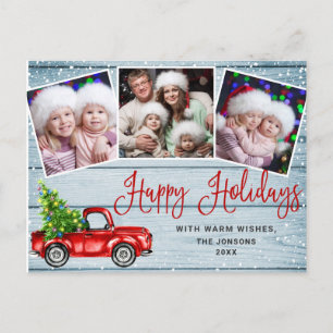 Happy Holidays Christmas Red Farm Truck 3 Postkarte
