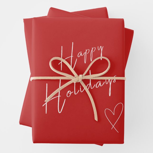 Happy Holidays Christmas Red Geschenkpapier Set (Beispiel)