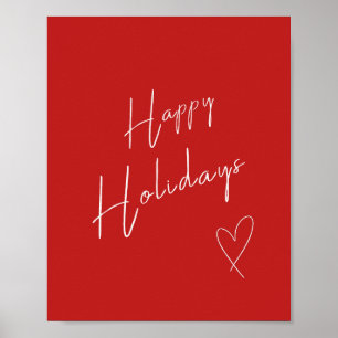 Happy Holidays Christmas Red Poster