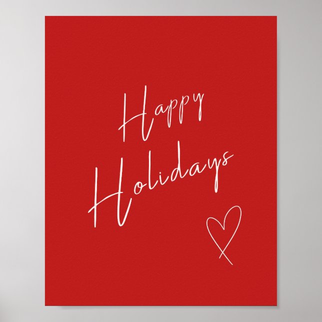 Happy Holidays Christmas Red Poster (Vorne)