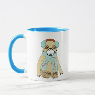 Happy Holidays Christmas Sloth in Mask Coffee Tass Tasse