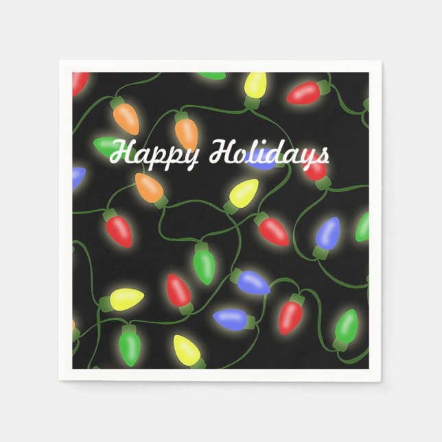 Happy Holidays Christmas String Lights Serviette (Vorderseite)