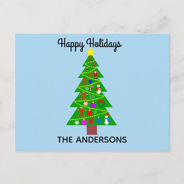 Happy Holidays Christmas Tree #1 Postcard Postkarte (Vorderseite)