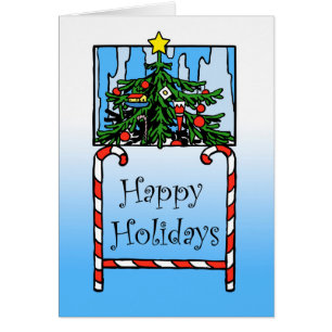 Happy Holidays, Christmas Tree and Candy Canes