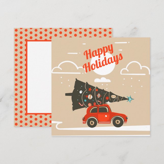 Happy Holidays Christmas Tree Flat Card (Vorne/Hinten)