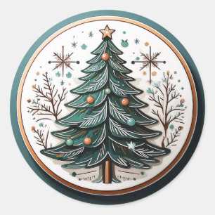 Happy Holidays Christmas Tree ID1082 Runder Aufkleber