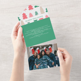 Happy Holidays Christmas Tree Pattern Card All In One Einladung