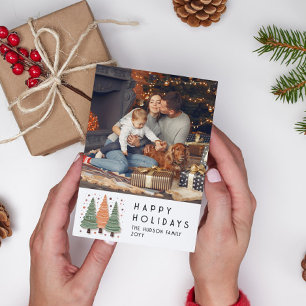 Happy Holidays Christmas Trees Einfaches Foto