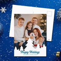 Happy Holidays Christmas Trees Family Foto Blue