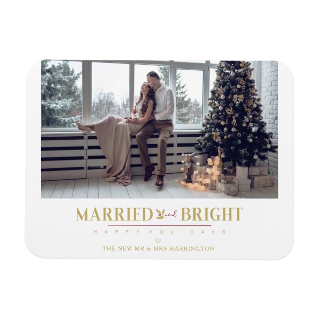 Happy Holidays Christmas Verheiratet & Marry Newly Magnet (Horizontal)