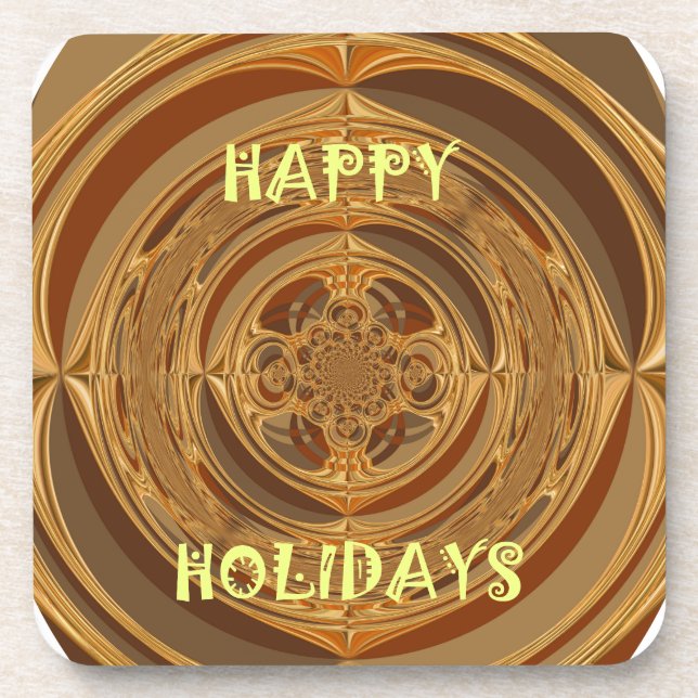 Happy Holidays Circle Art Print/Design Getränkeuntersetzer (Vorderseite)
