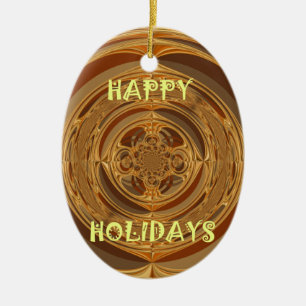 Happy Holidays Circle Art Print/Design Keramik Ornament