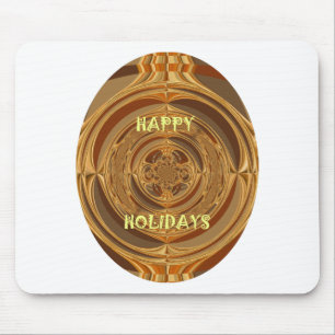 Happy Holidays Circle Art Print/Design Mousepad