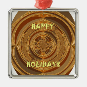 Happy Holidays Circle Art Print/Design Silbernes Ornament