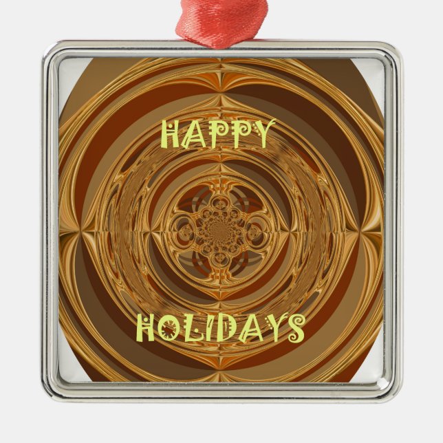 Happy Holidays Circle Art Print/Design Silbernes Ornament (Vorne)