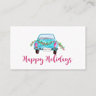 Happy Holidays Classic Car Watercolor Begleitkarte