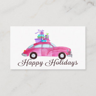 Happy Holidays Classic Car Watercolor Begleitkarte