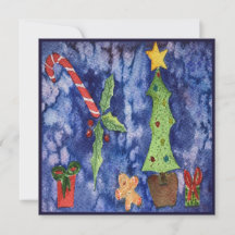 Happy Holidays Classic Christmas Icons Watercolor