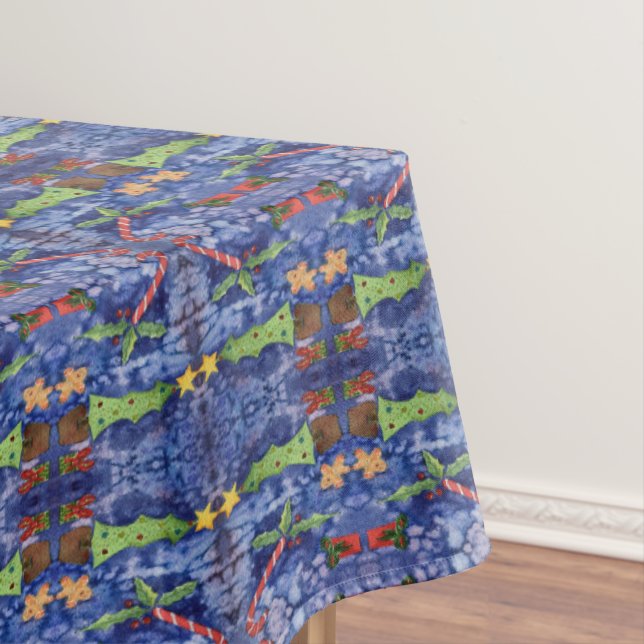 Happy Holidays Classic Christmas Icons Watercolor Tischdecke (Beispiel)