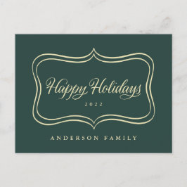 Happy Holidays Classic Gold Frame Feiertagspostkarte