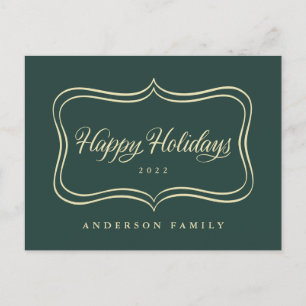 Happy Holidays Classic Gold Frame Feiertagspostkarte