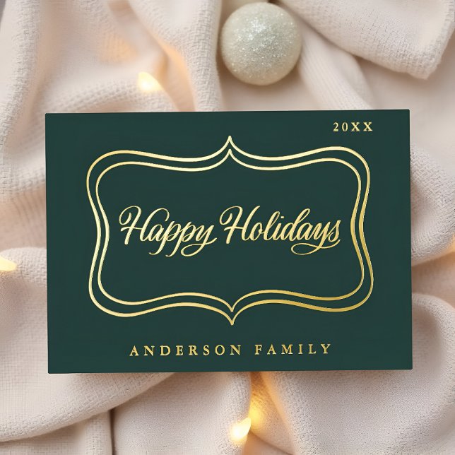 Happy Holidays Classic Gold Frame Folien Feiertagskarte (Von Creator hochgeladen)