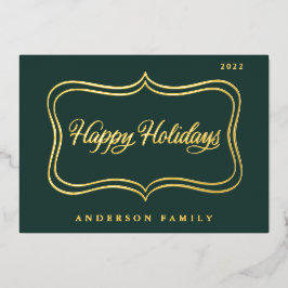 Happy Holidays Classic Gold Frame Folien Feiertagskarte