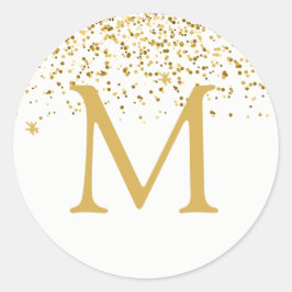 Happy Holidays Classic Gold Glitzer Monogram Runder Aufkleber