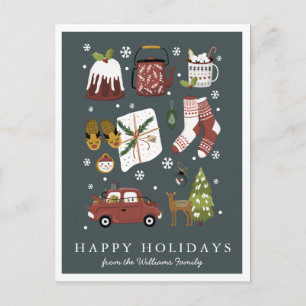 Happy Holidays Classic Hygge Minimal Weihnachten Postkarte