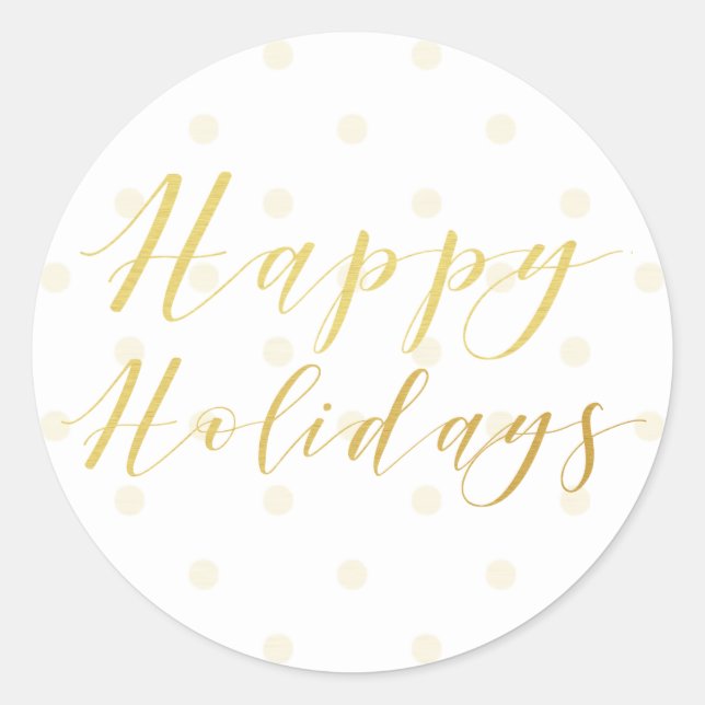 Happy Holidays Classic Typografy & Punkts Runder Aufkleber (Vorderseite)