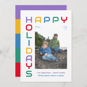 Happy Holidays Colorful - Editable Holiday Foto Feiertagskarte