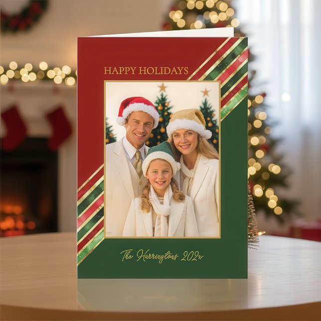 Happy Holidays Colorful Foto Weihnachten Karte (Happy Holidays Colorful Photo Folded Card)