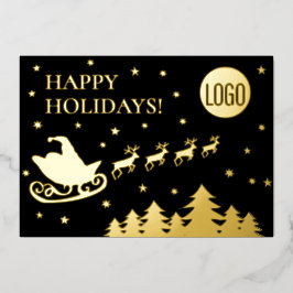 Happy Holidays Company Logo Corporate Santa Folien Feiertagskarte